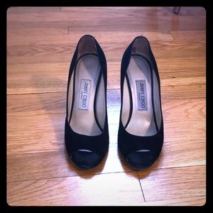 Jimmy choo wedge black heels size 6.5